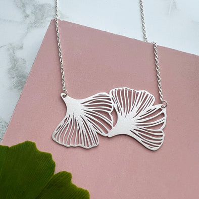 Silver Statement Gingko Leaf Necklace