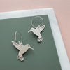 Silver Hummingbird Hoop Earrings