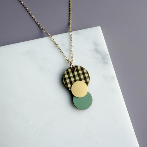 Gingham Double Circle Necklace - 7 Colours