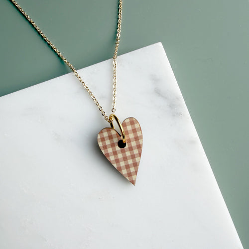 Gingham Heart Necklace - 6 colours