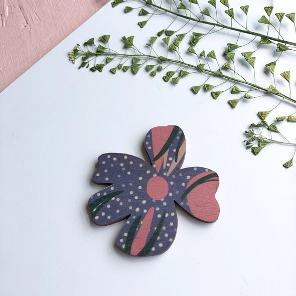 Blue Botanical Flower Brooch