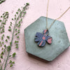 Blue Botanical Pendant - Flower Necklace - Small