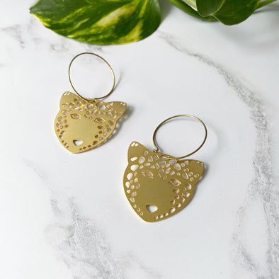 Gold Leopard Hoop Earrings