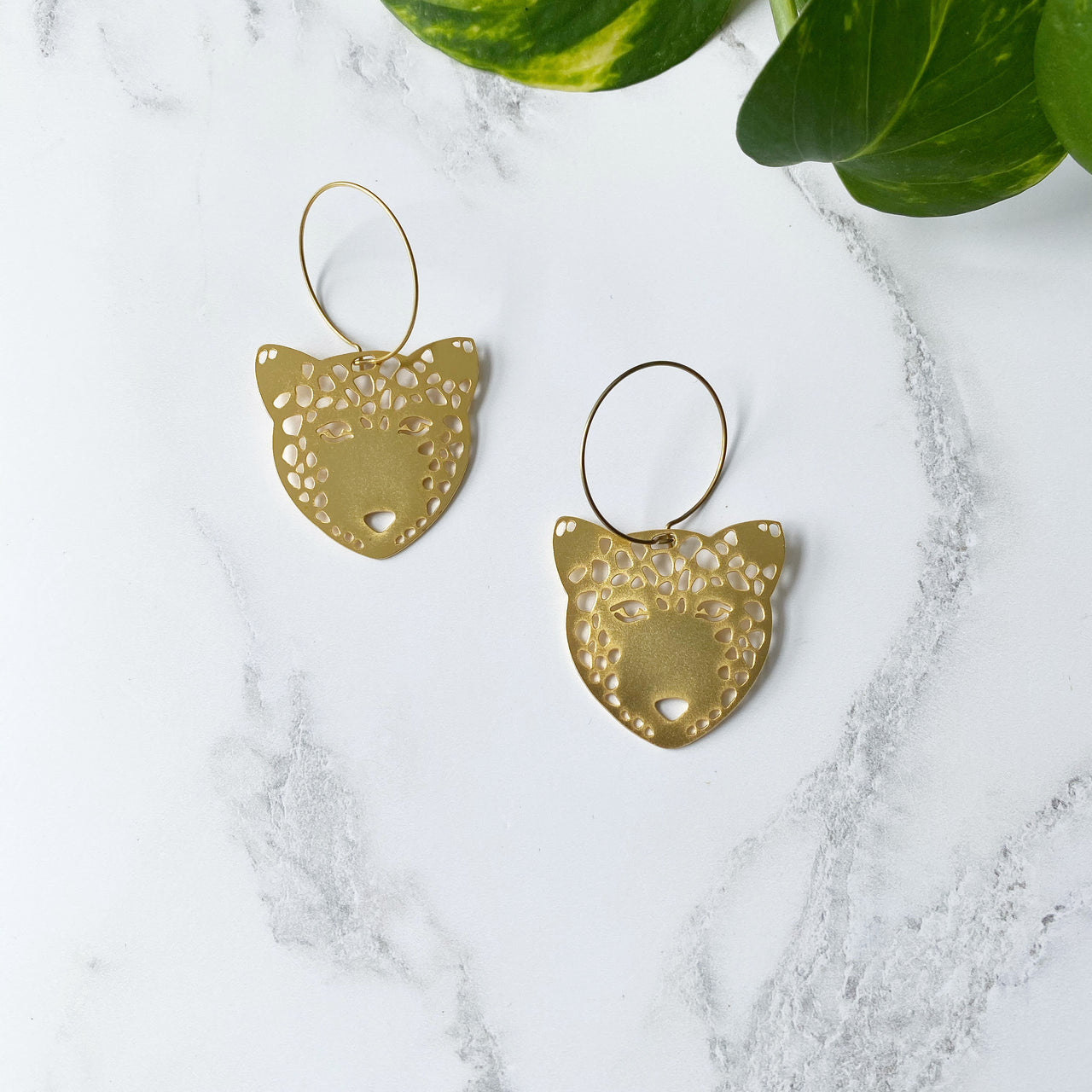 Gold Leopard Hoop Earrings