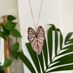 Pink Caladium Leaf Necklace