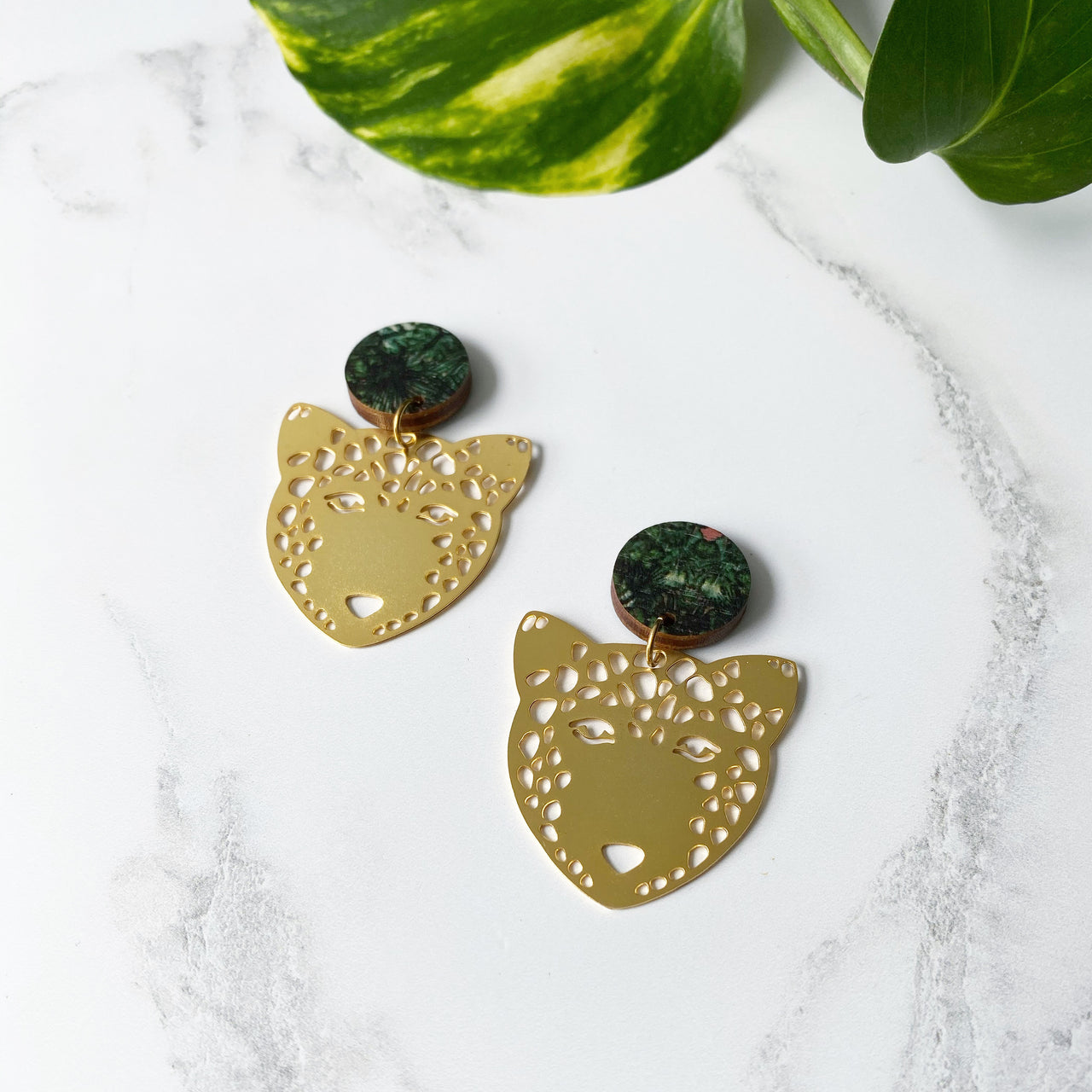 Statement Gold Drop Leopard Earrings