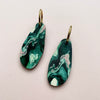 Green & Pink Marble Irregular Hoop Earrings