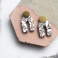 Olive Terrazzo Arc Stud Earrings