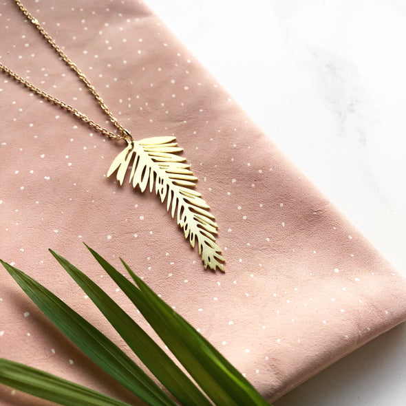 Gold Palm Leaf Necklace