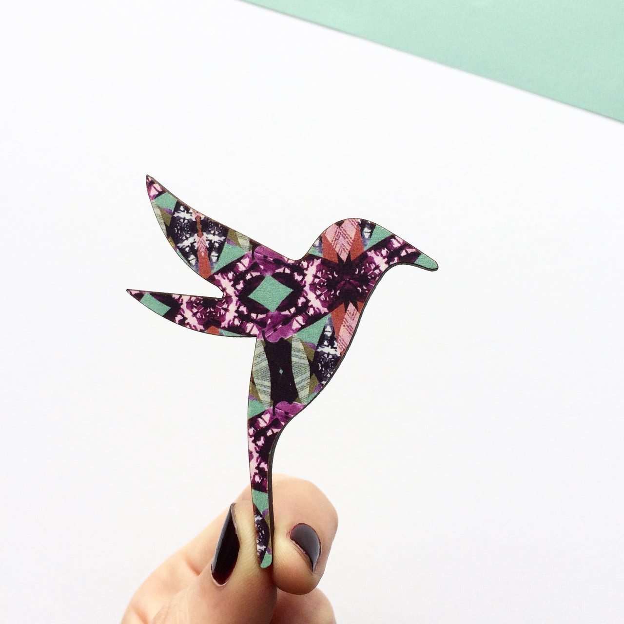 Hummingbird Wooden Brooch - Multi Pattern