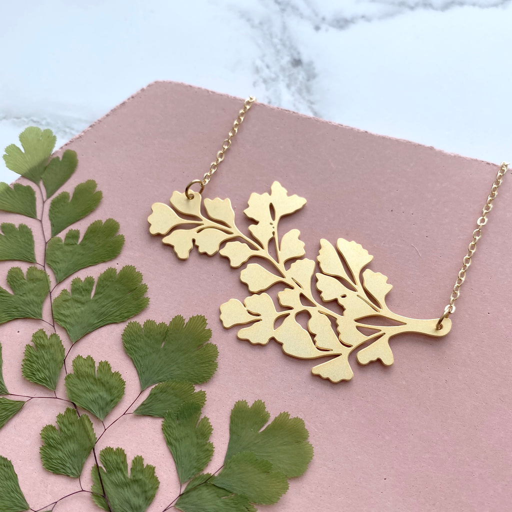 Maidenhair Fern Plant Necklace