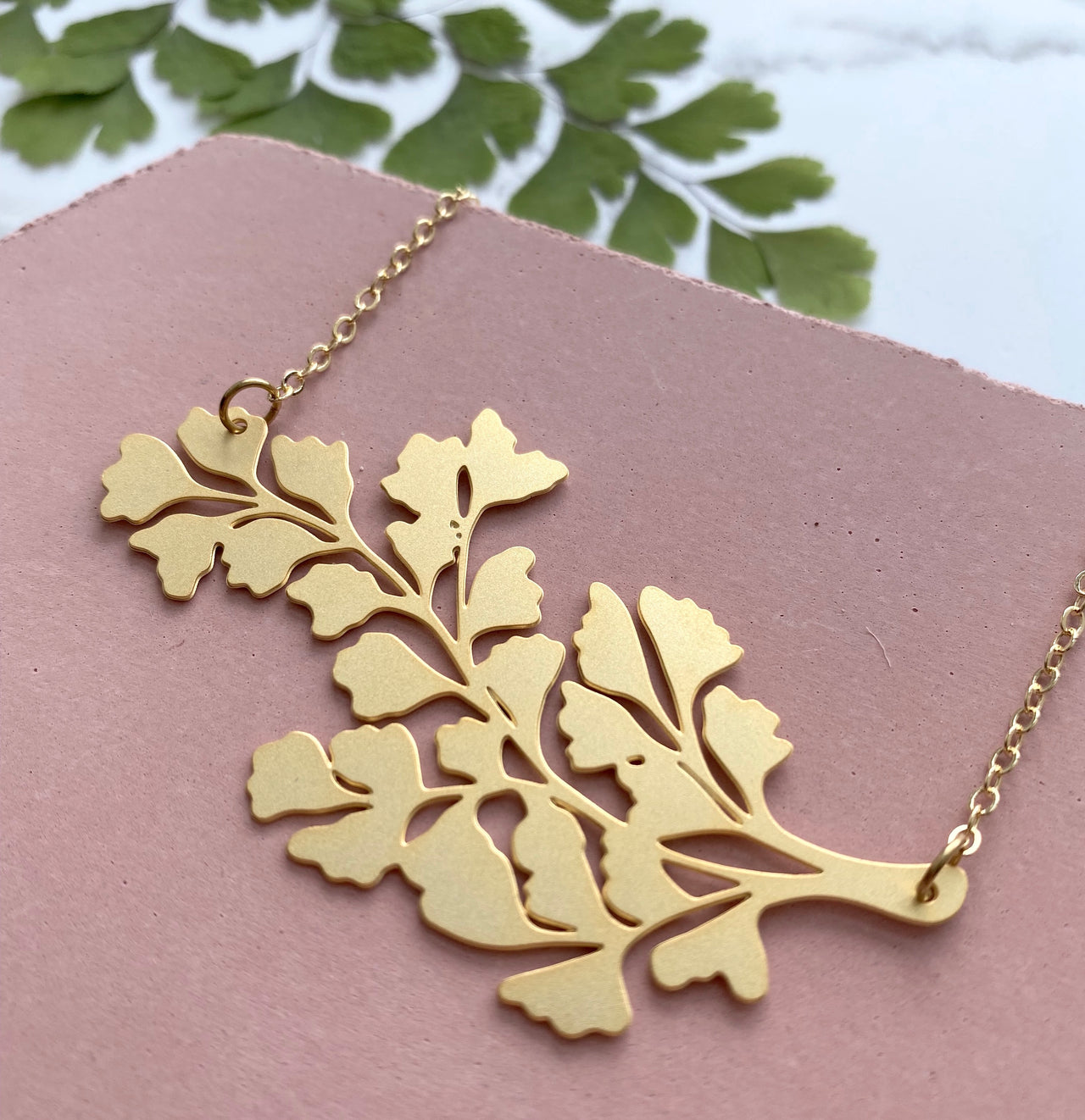 Maidenhair Fern Plant Necklace