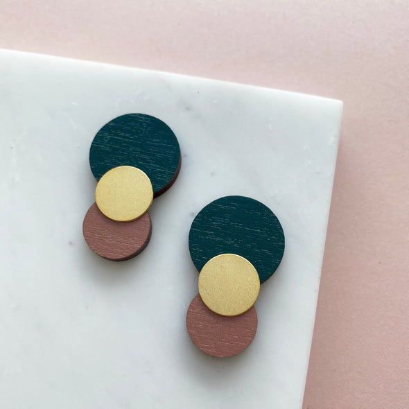 Statement Colour Combo Circle Stud Earrings - 6 Colours