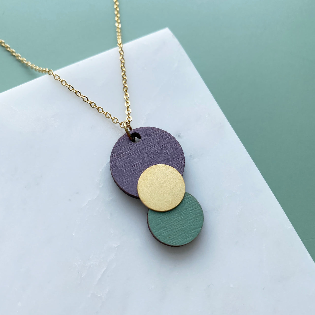 Colour Combo Geometric Circle Pendant - 6 Colours Available