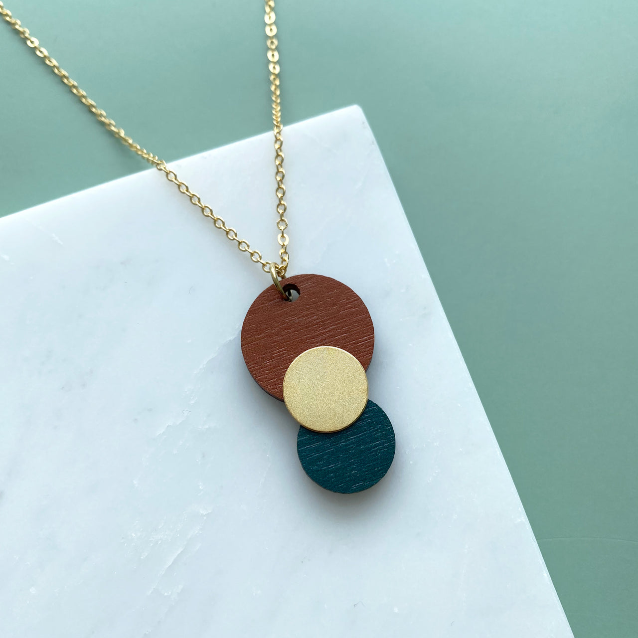 Colour Combo Geometric Circle Pendant - 6 Colours Available