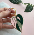 Pink Leaf Enamel Keyring