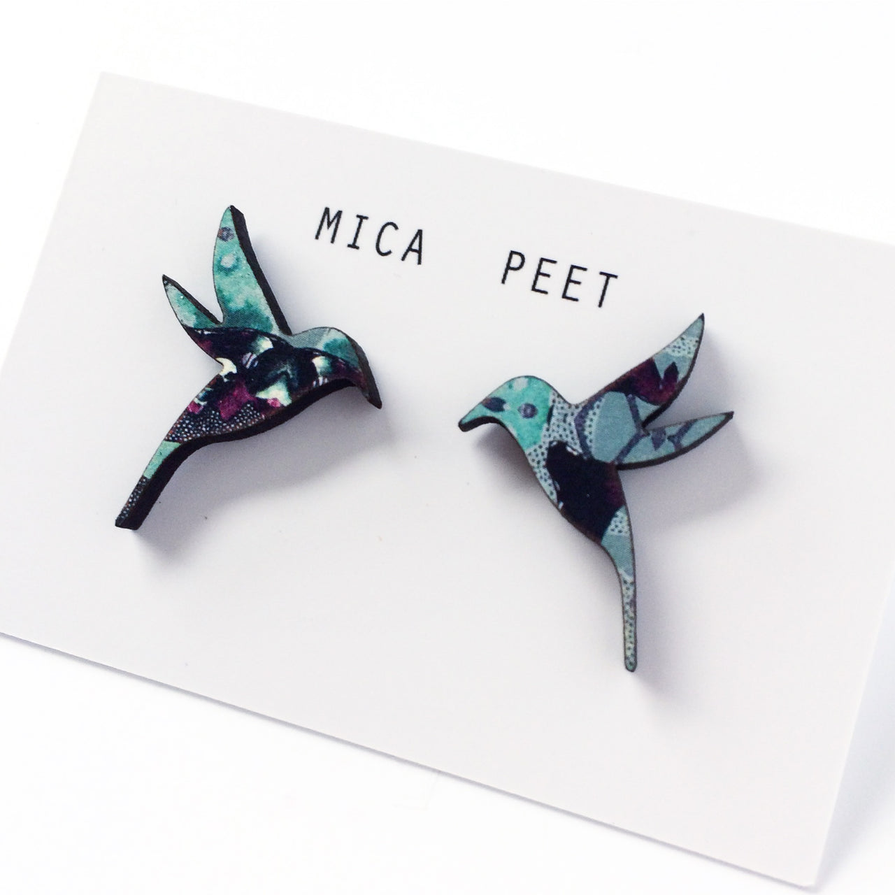 Blue Hummingbird Stud Earrings