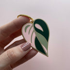 Pink Leaf Enamel Keyring