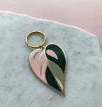 Pink Leaf Enamel Keyring