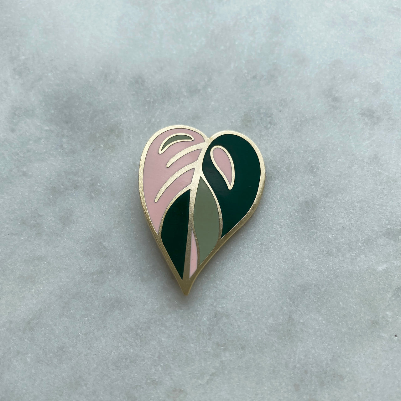 Pink Plant Enamel Pin - Pink Princess Philodendron Pin