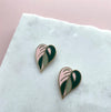 Pink Leaf Enamel Earrings