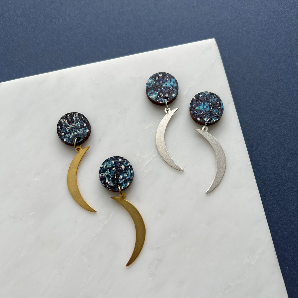 Moon Drop Earrings - Gold, Silver & Rose Gold Moons