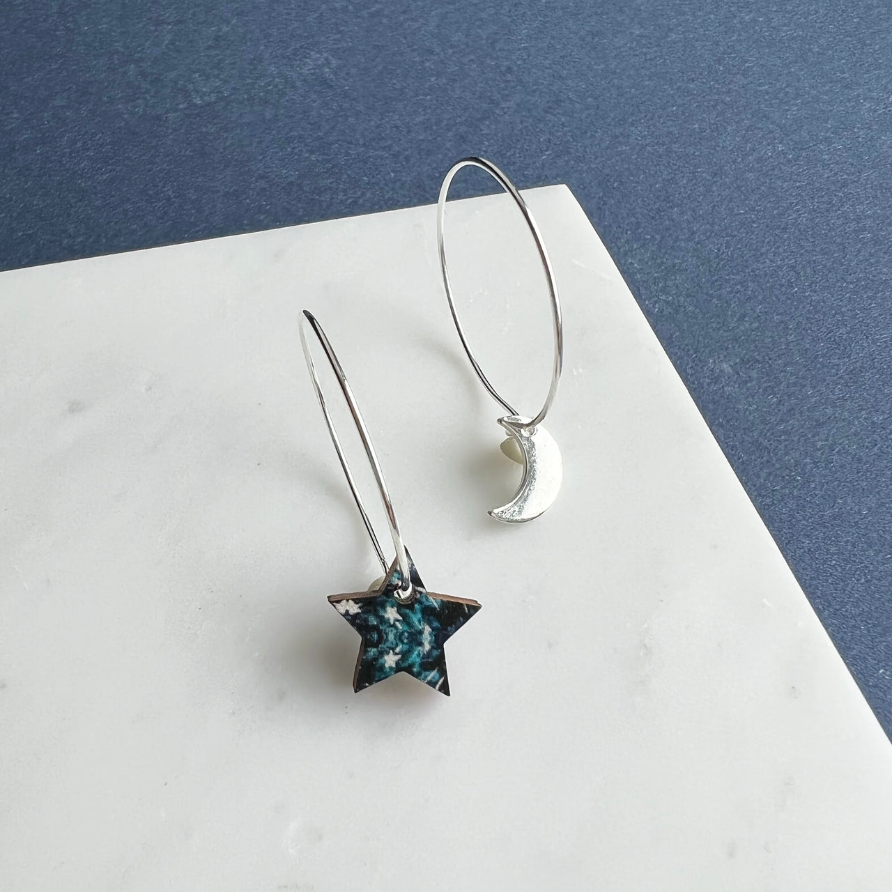 Small Moon & Star Hoop Earrings - Gold, Silver & Rose Gold