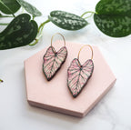Pink Caladium Hoop Earrings