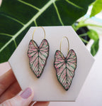 Pink Caladium Hoop Earrings