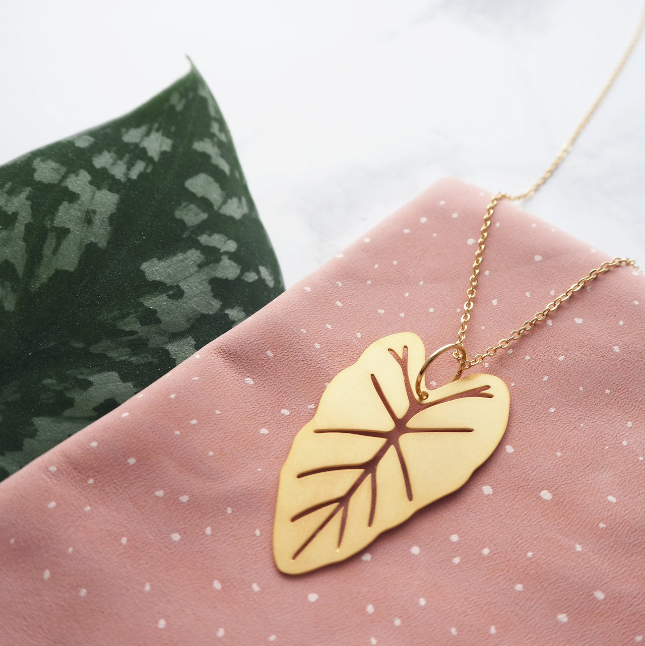 Gold Alocasia House Plant Necklace