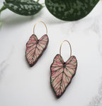 Pink Caladium Hoop Earrings