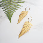 Gold Fern Hoop Earrings