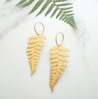 Gold Fern Hoop Earrings