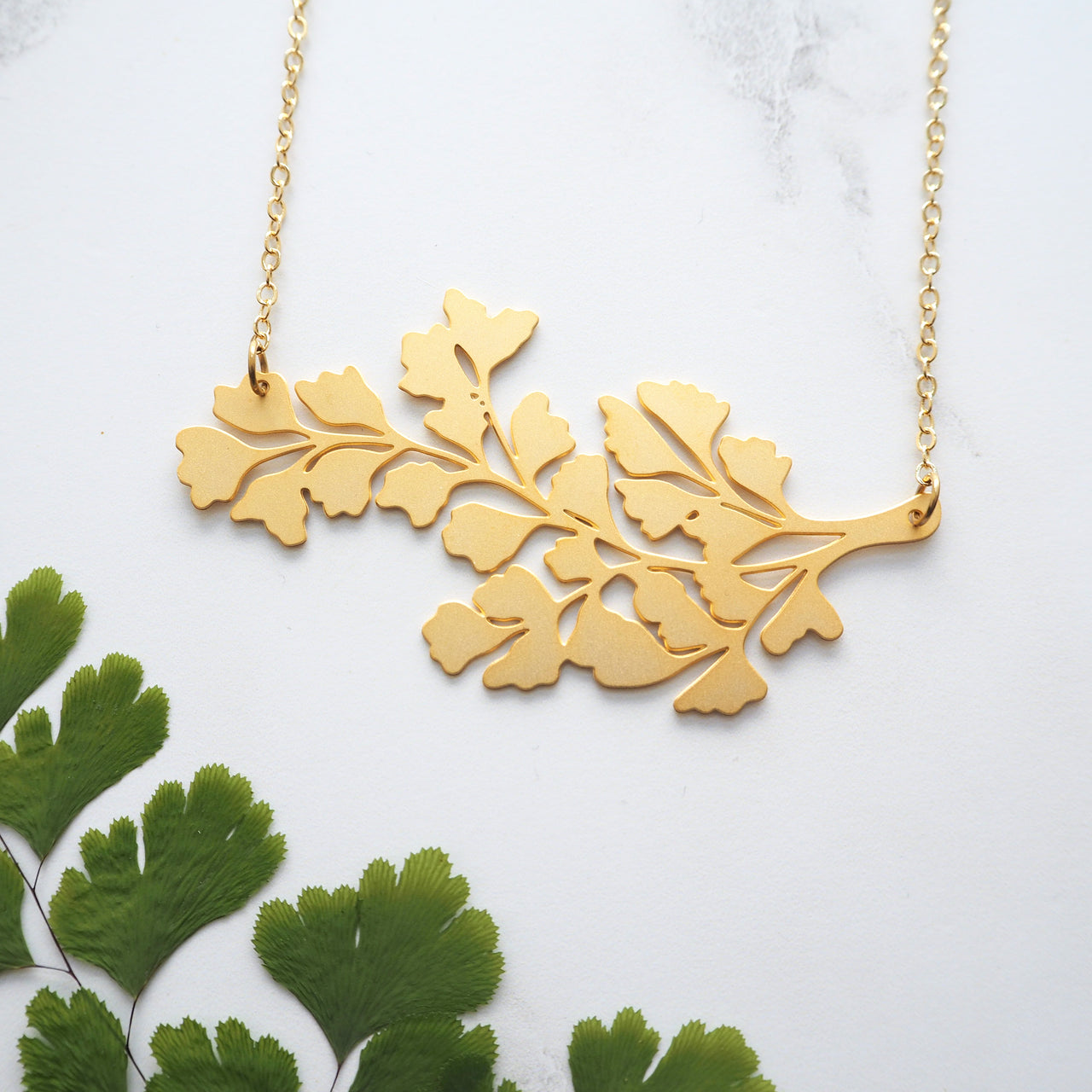 Maidenhair Fern Plant Necklace