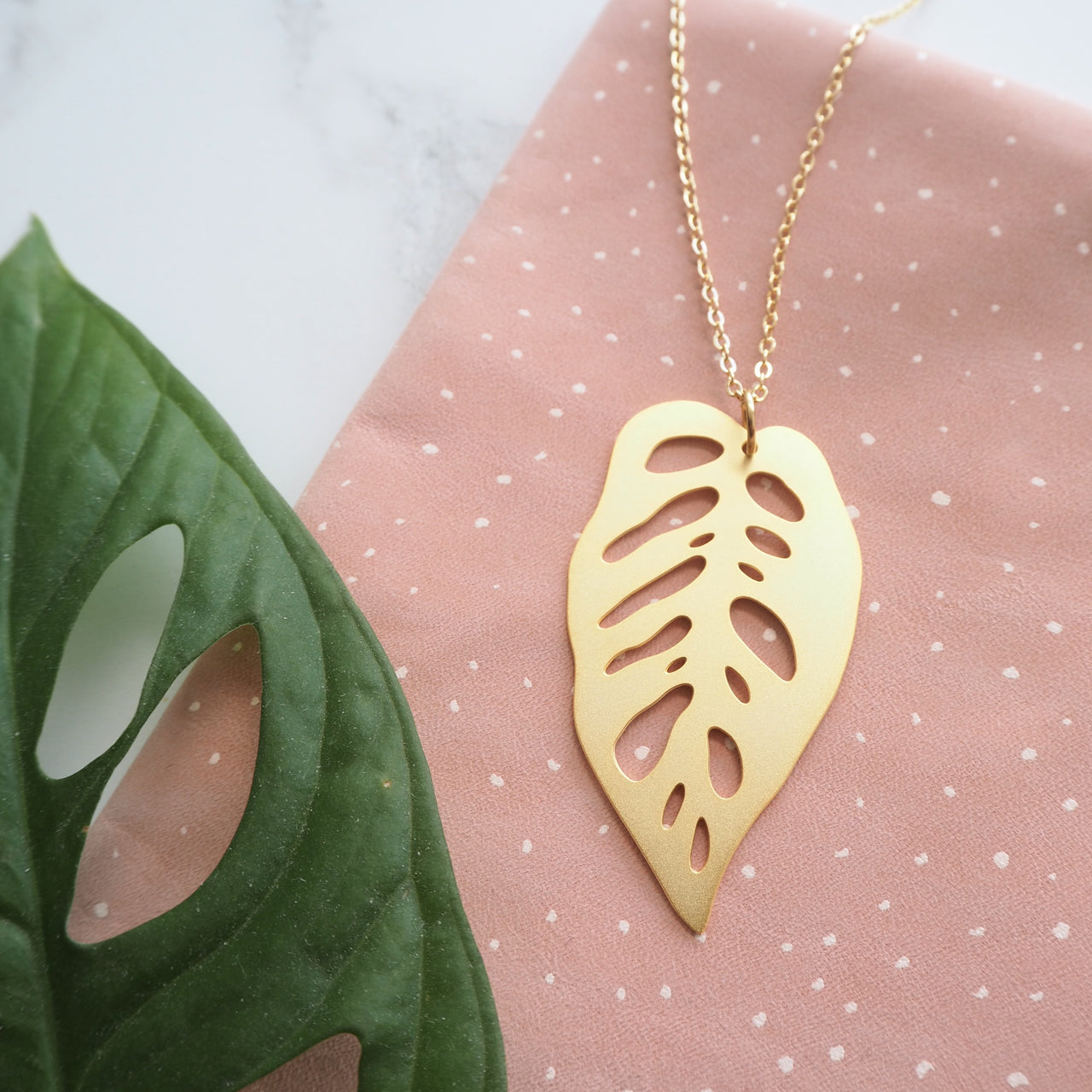 Gold Monstera Obliqua Necklace