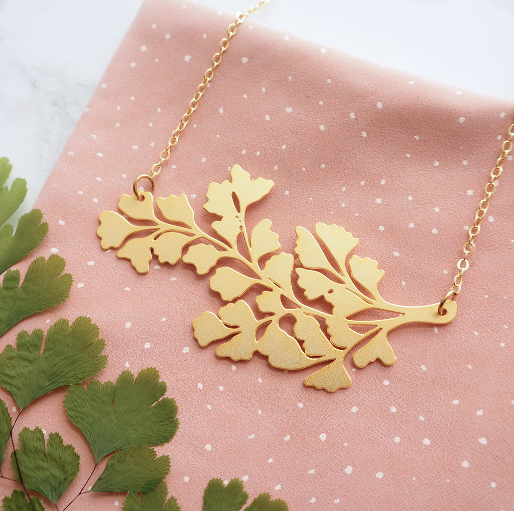 Maidenhair Fern Plant Necklace