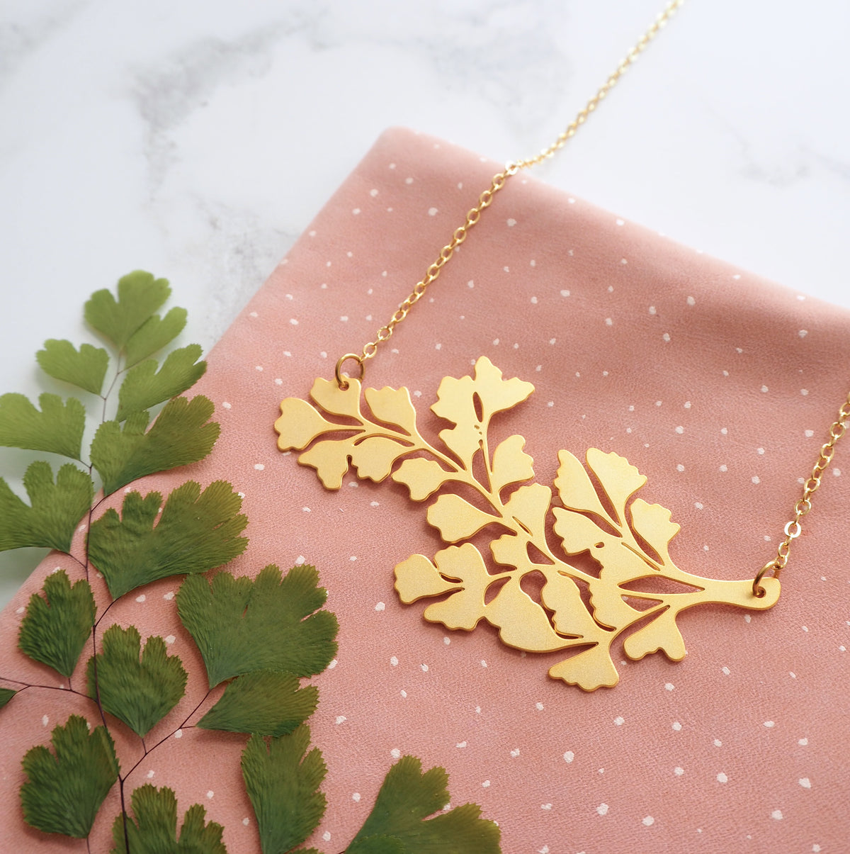 Maidenhair Fern Plant Necklace