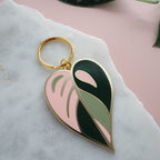 Pink Leaf Enamel Keyring