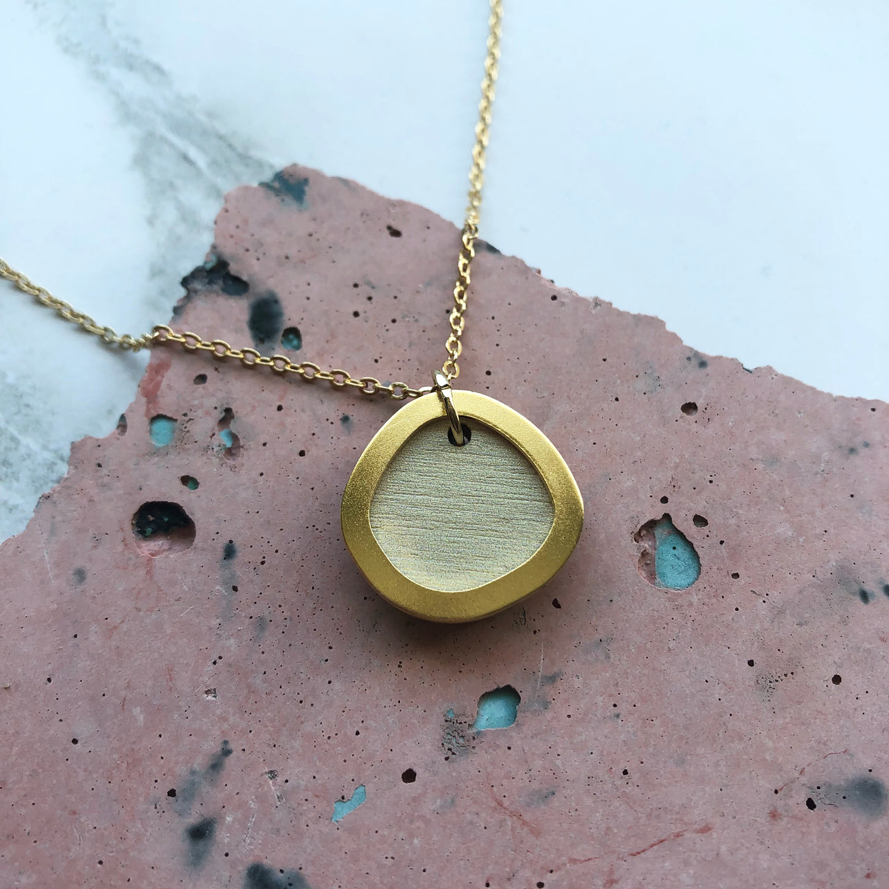 Cream & Gold Circle Pendant