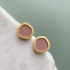 Pink & Gold Circle Stud Earrings