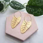 Gold Alocasia Hoop Earrings