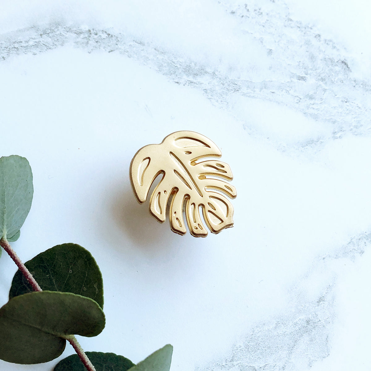 Gold Monstera Enamel Pin
