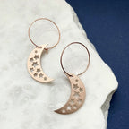 Rose Gold Moon Hoop Earrings