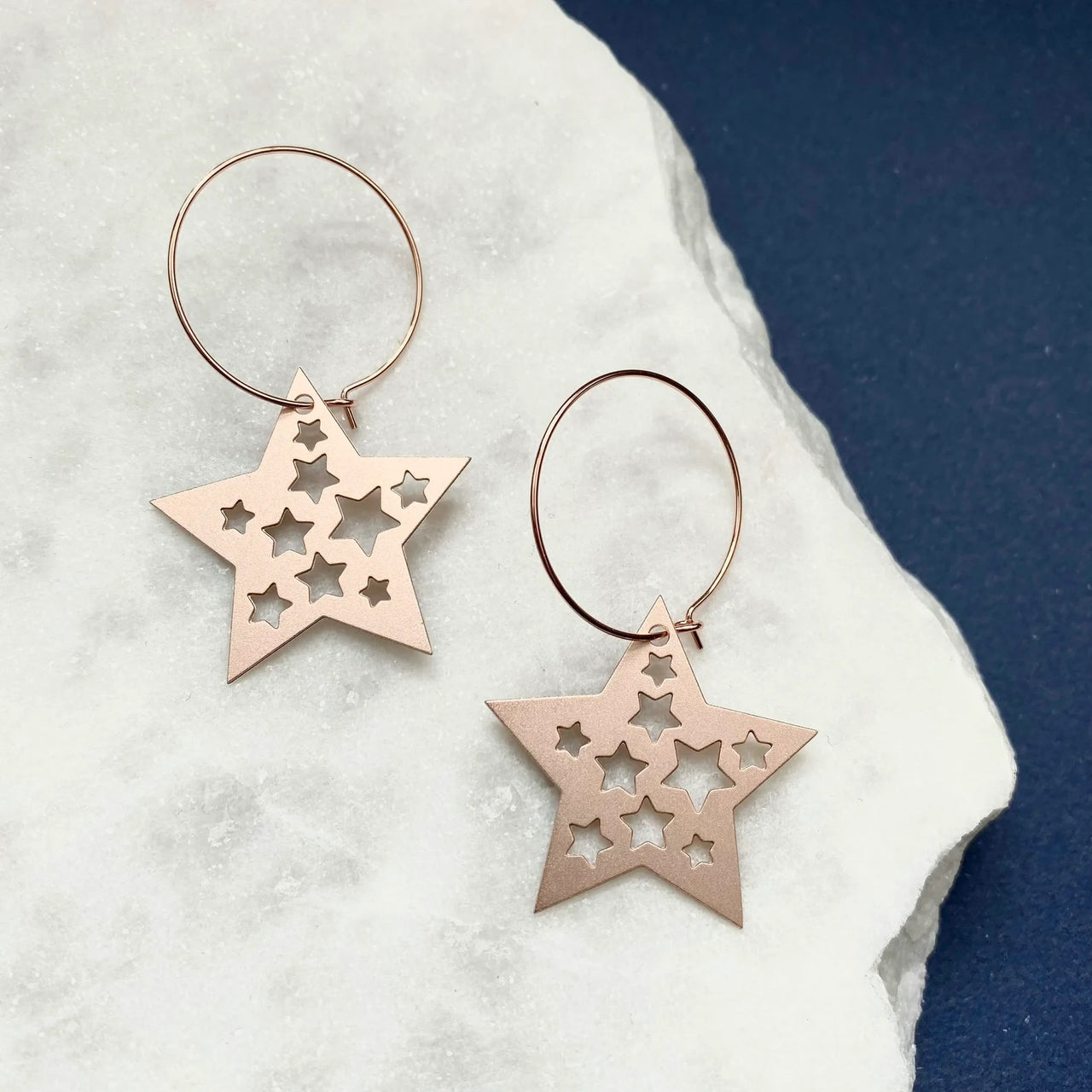 Rose Gold Star Hoop Earrings