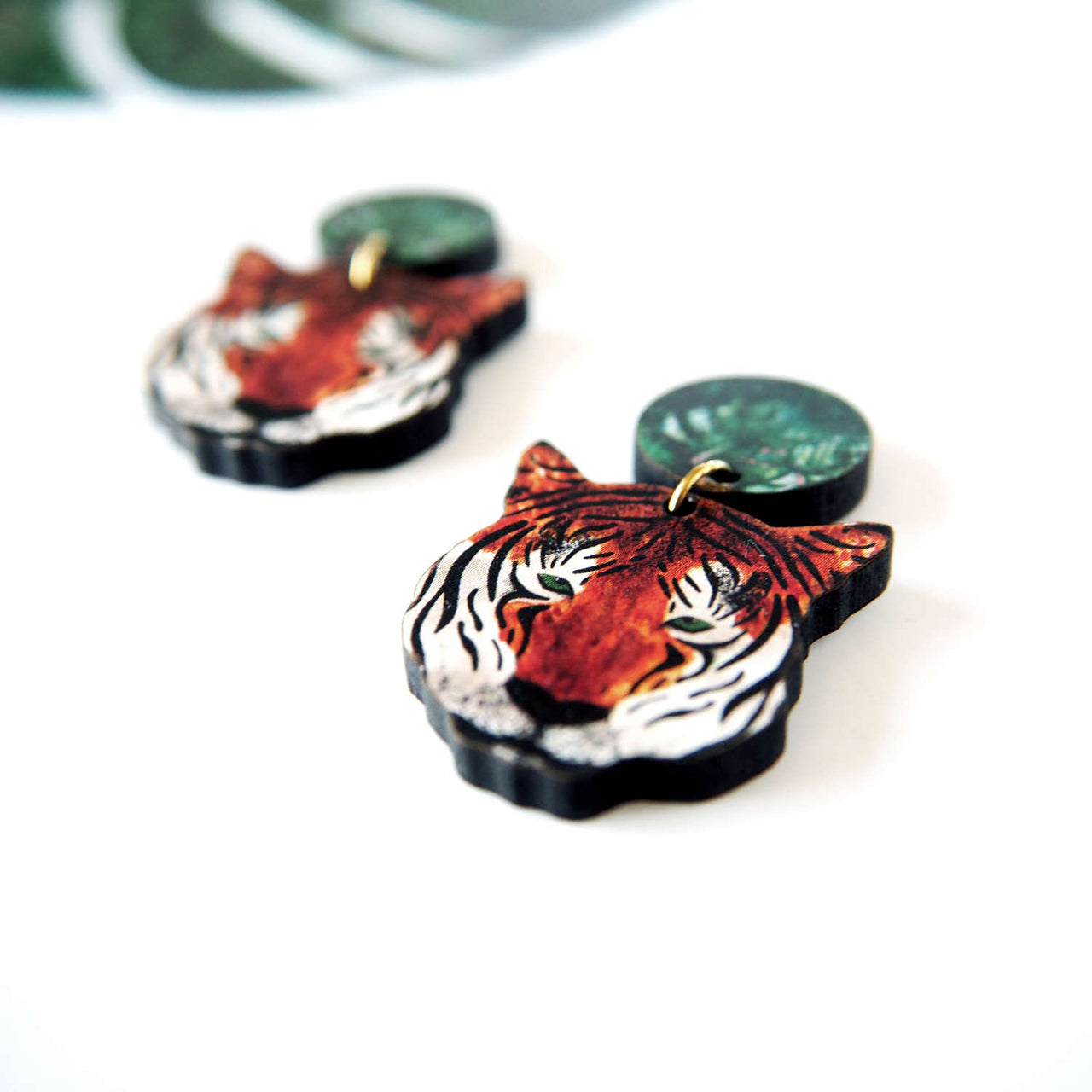 Statement Tiger Drop Dangle Stud Earrings