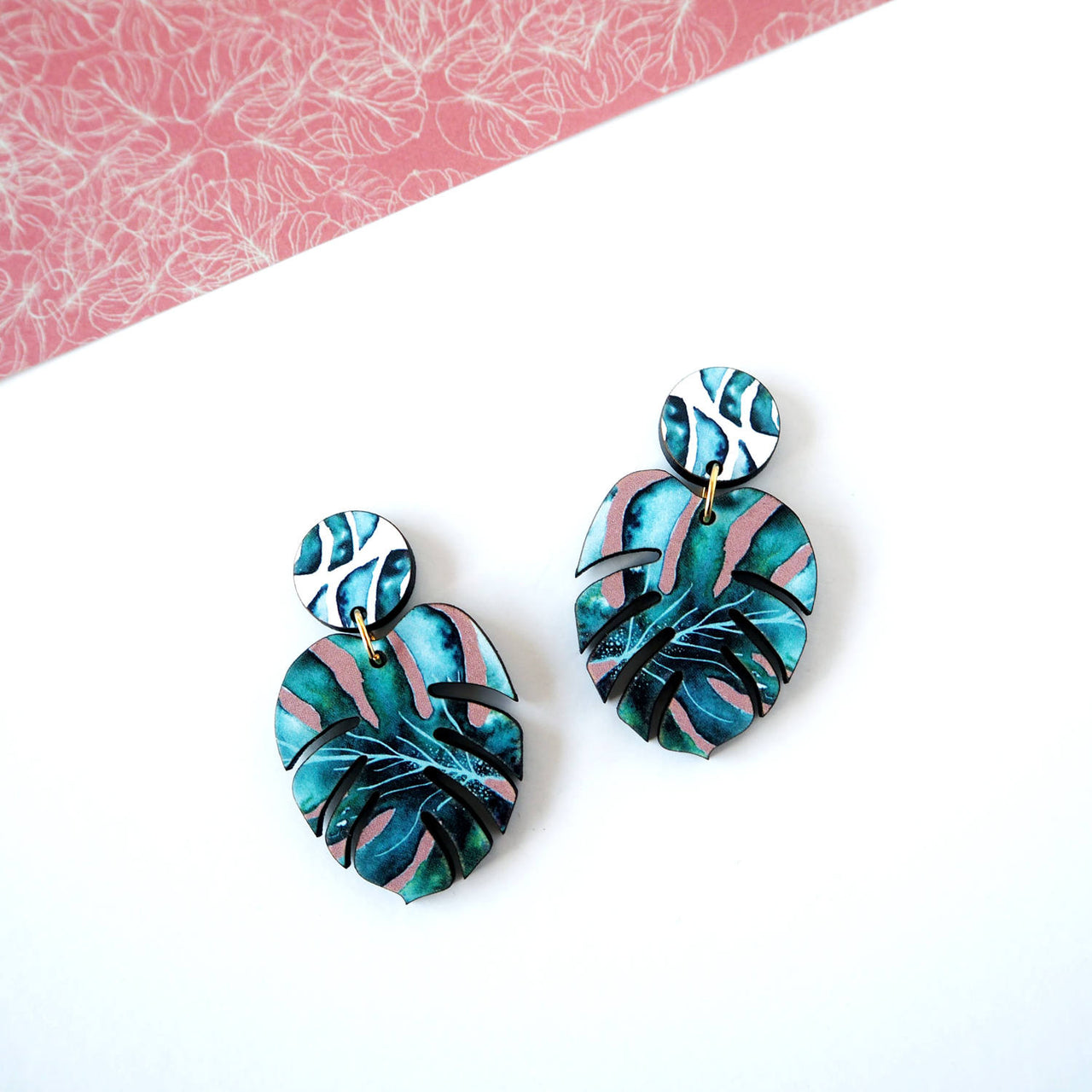 Tropical Monstera Statement Earrings