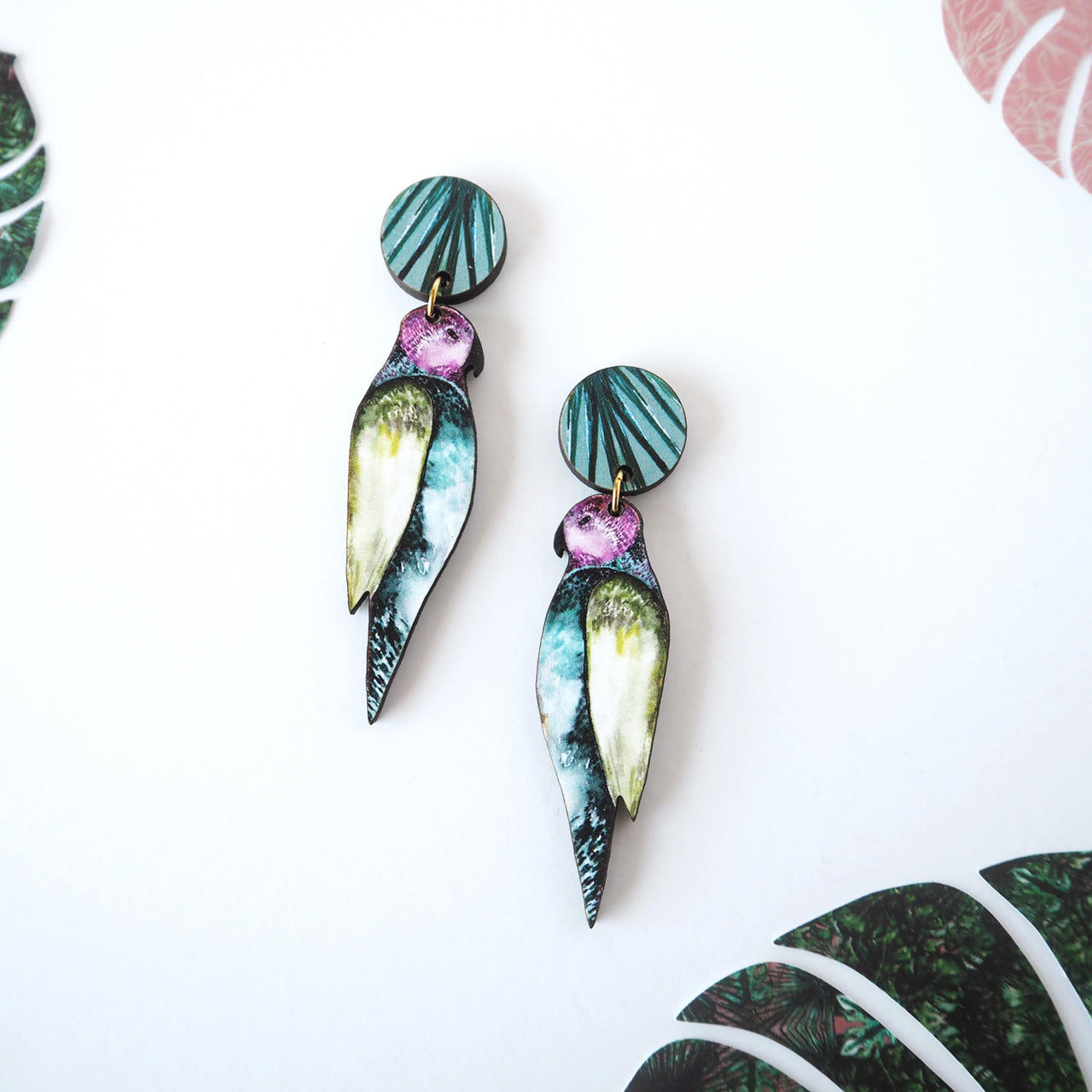 Tropical Statement Parrot Bird Earrings
