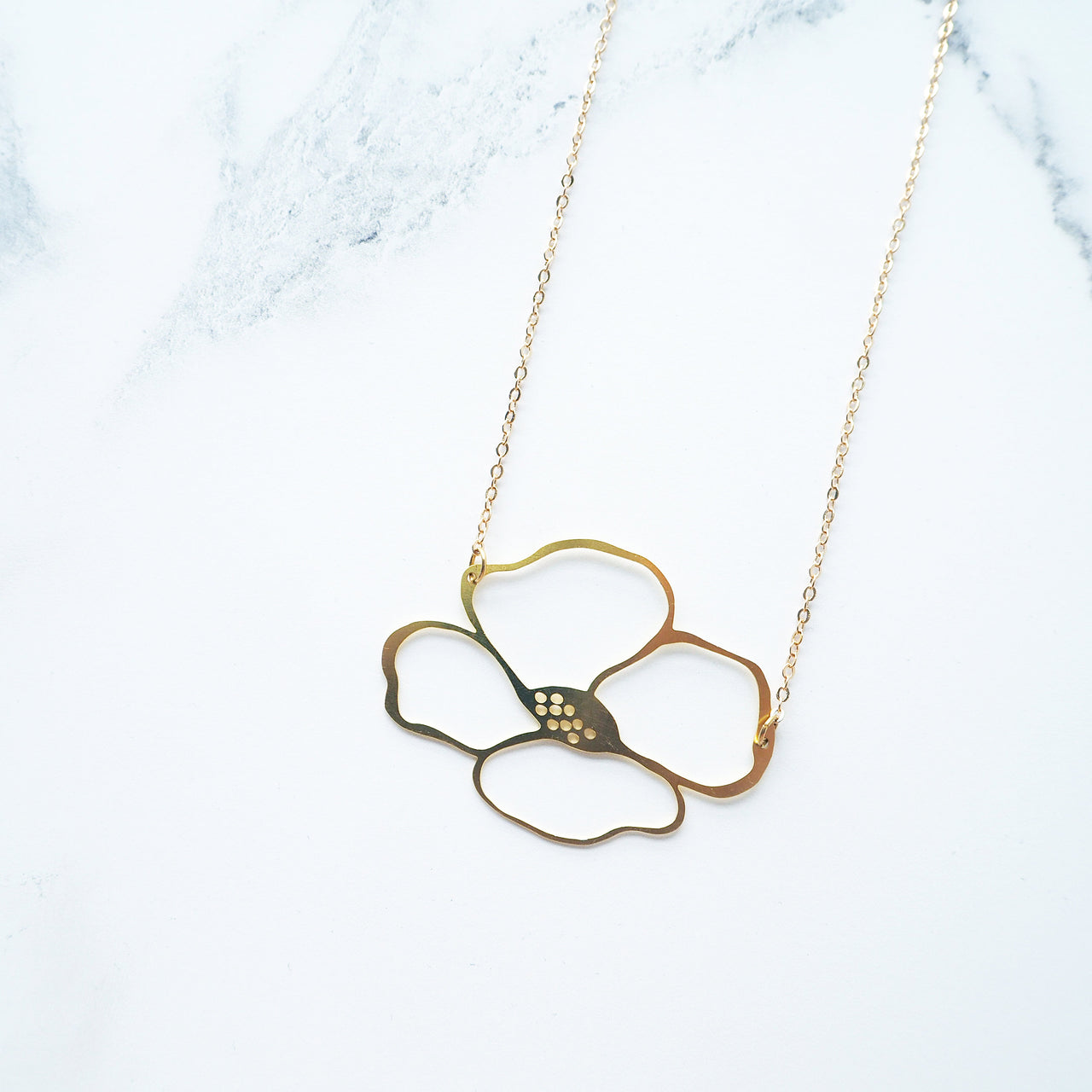 Gold Anemone Flower Necklace