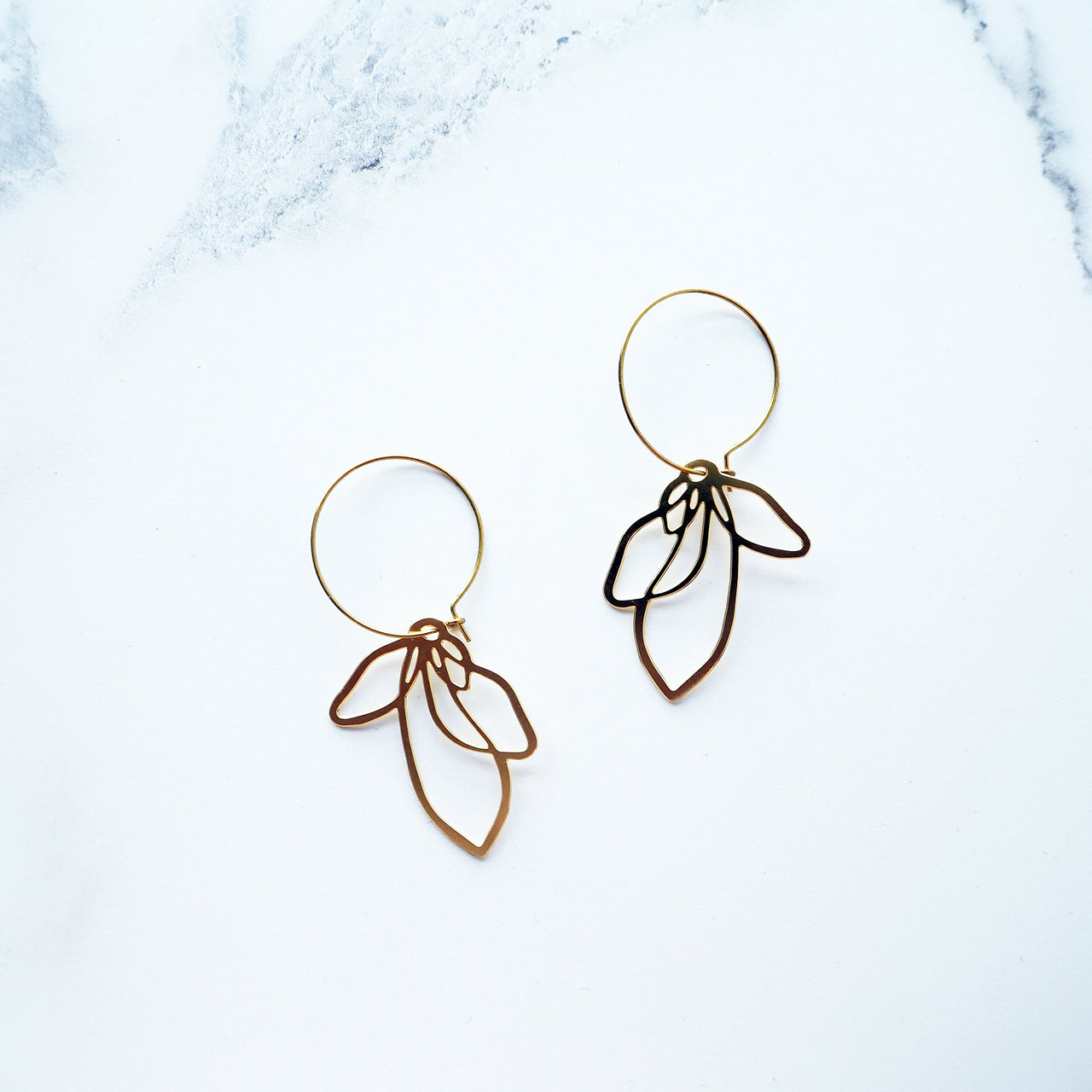 Gold Petal Hoop Earrings
