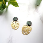 Gold Statement Monstera Earrings